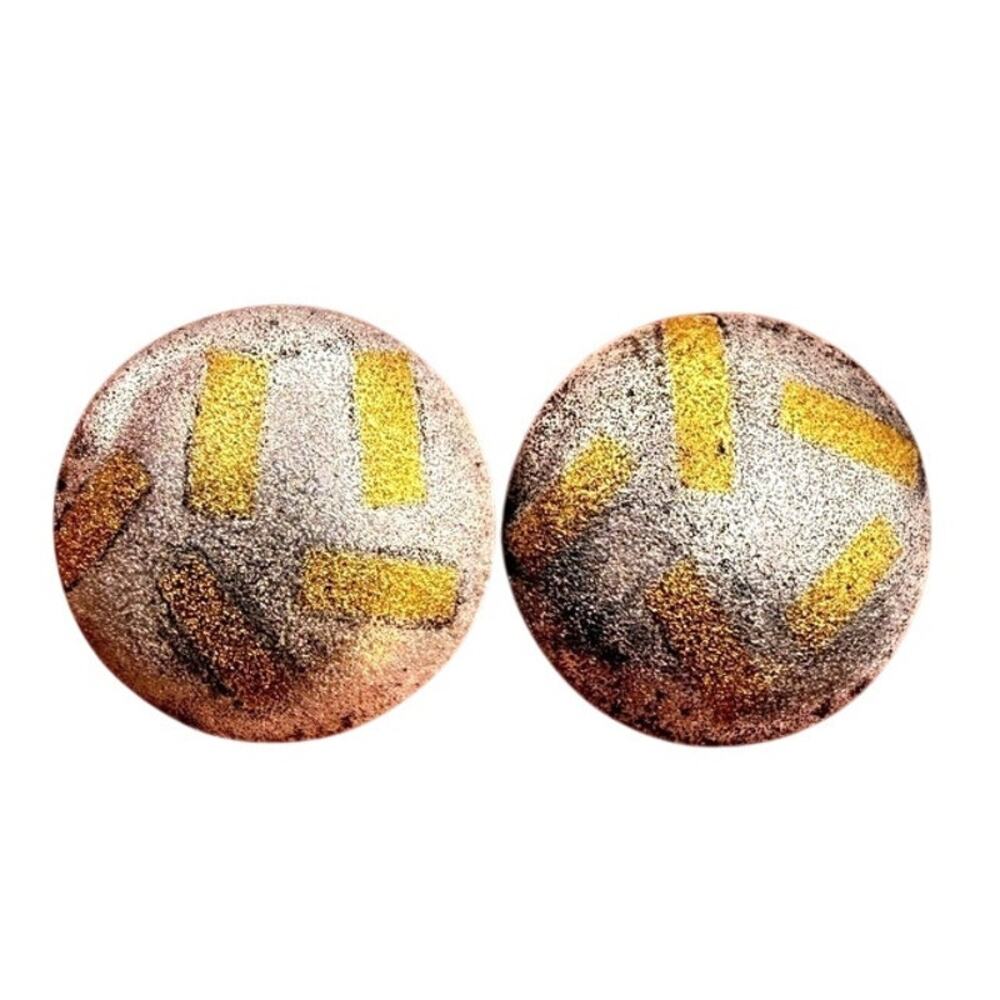 Joseph Downs 925 Sterling Silver 18K Gold Inlay Dome Stud Earrings MCM Style